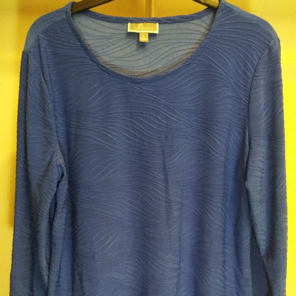 JM Collection Women's Jacquard Long Sleeve Blouse